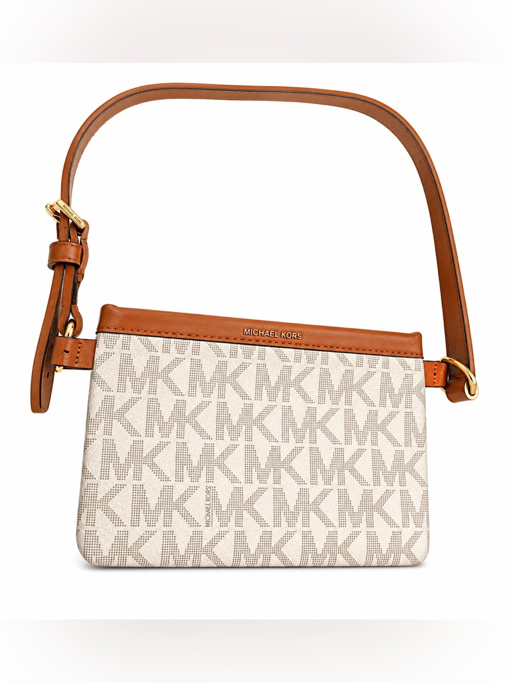 Michael Kors Signature MK Logo Crossbody in Vanilla and Brown